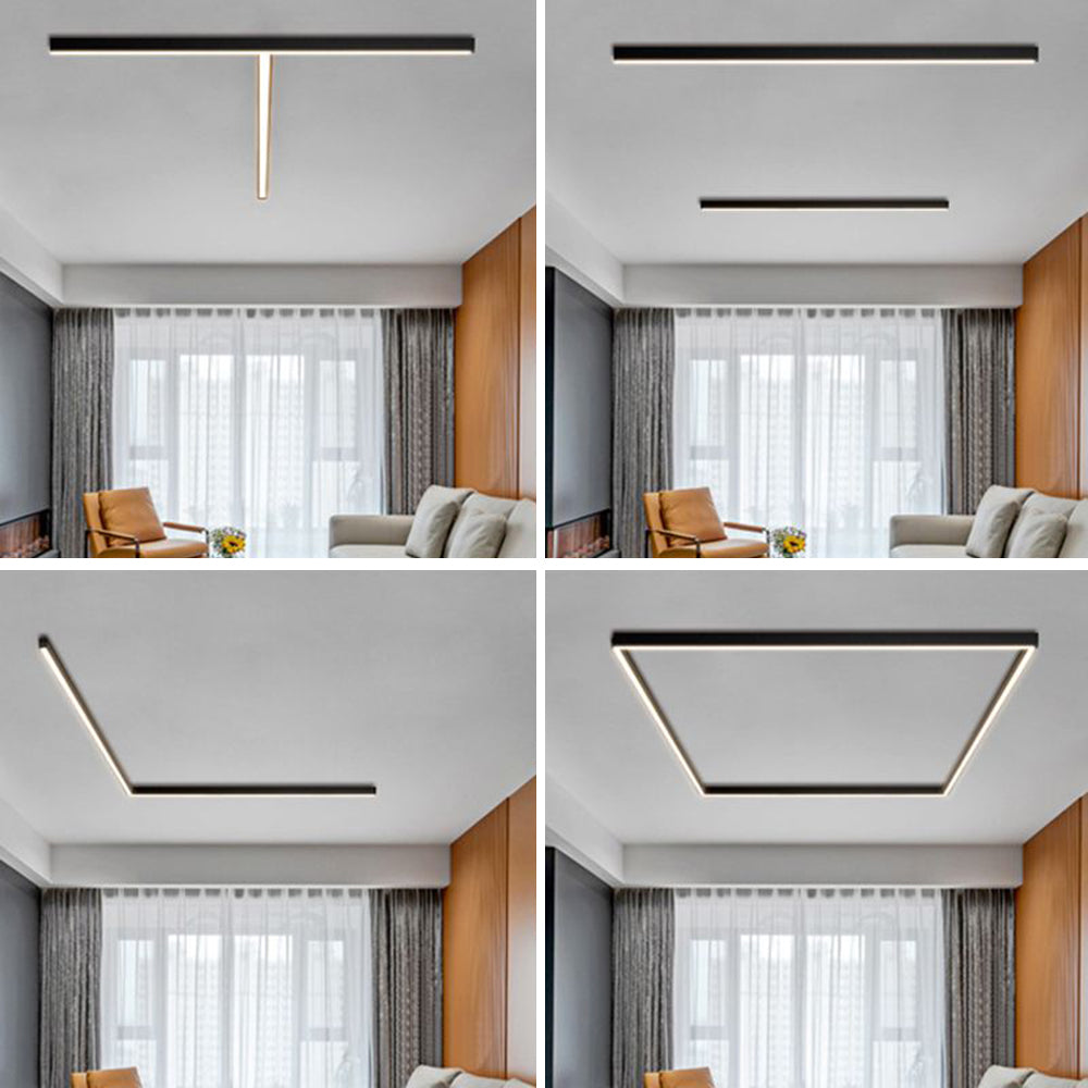 Solin Modern Linear Black Ceiling Light for Living Room