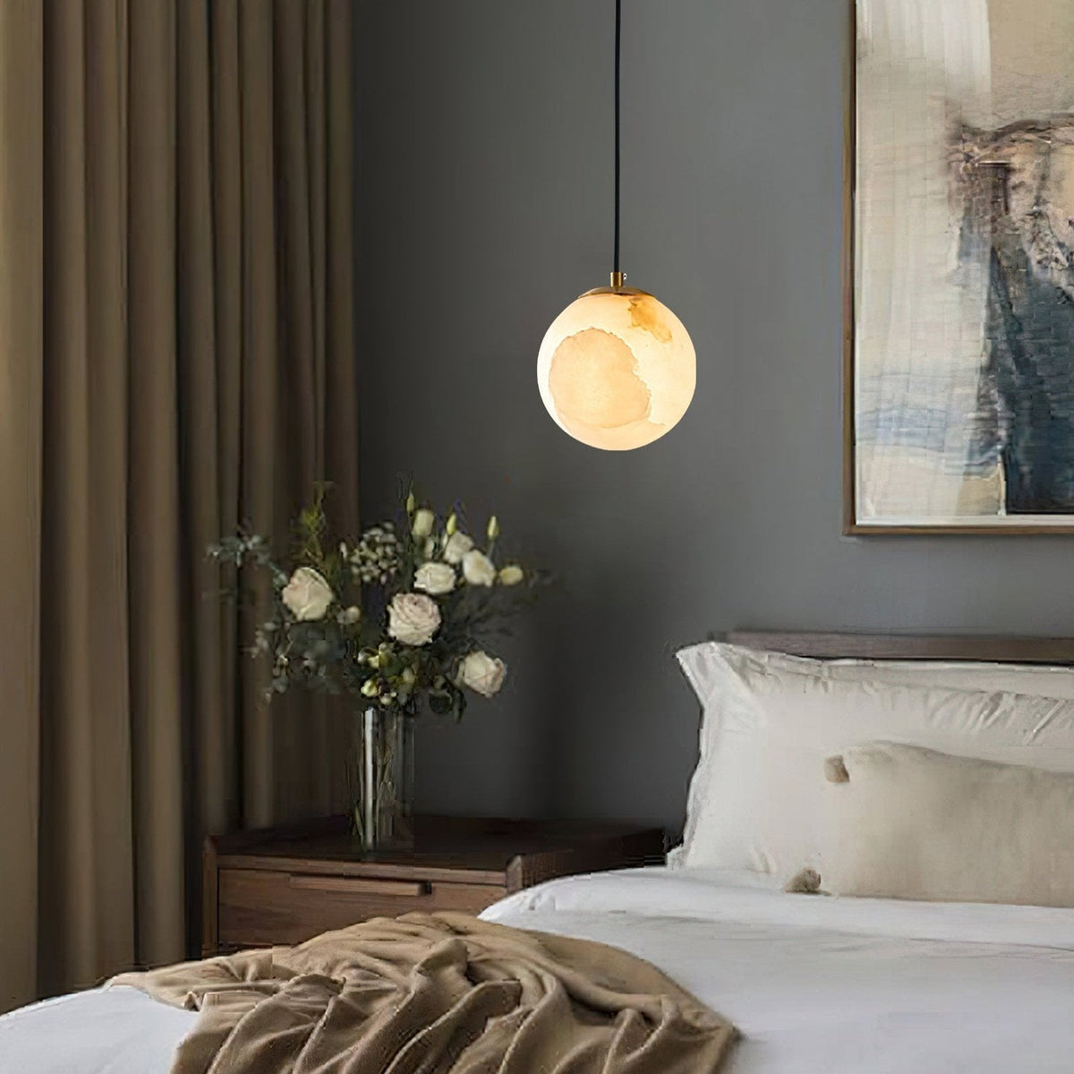 Alabaster Globe Modern Pendant Light