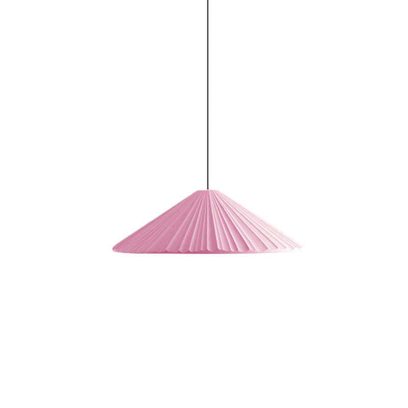 White/Pink/Blue Ribbed Cone Pendant Light Nordic Style 1 Light Living Room Hanging Lamp, 8"/12.5"/16" Diameter
