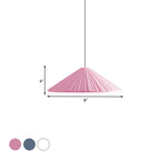 White/Pink/Blue Ribbed Cone Pendant Light Nordic Style 1 Light Living Room Hanging Lamp, 8"/12.5"/16" Diameter