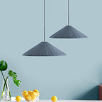 White/Pink/Blue Ribbed Cone Pendant Light Nordic Style 1 Light Living Room Hanging Lamp, 8"/12.5"/16" Diameter