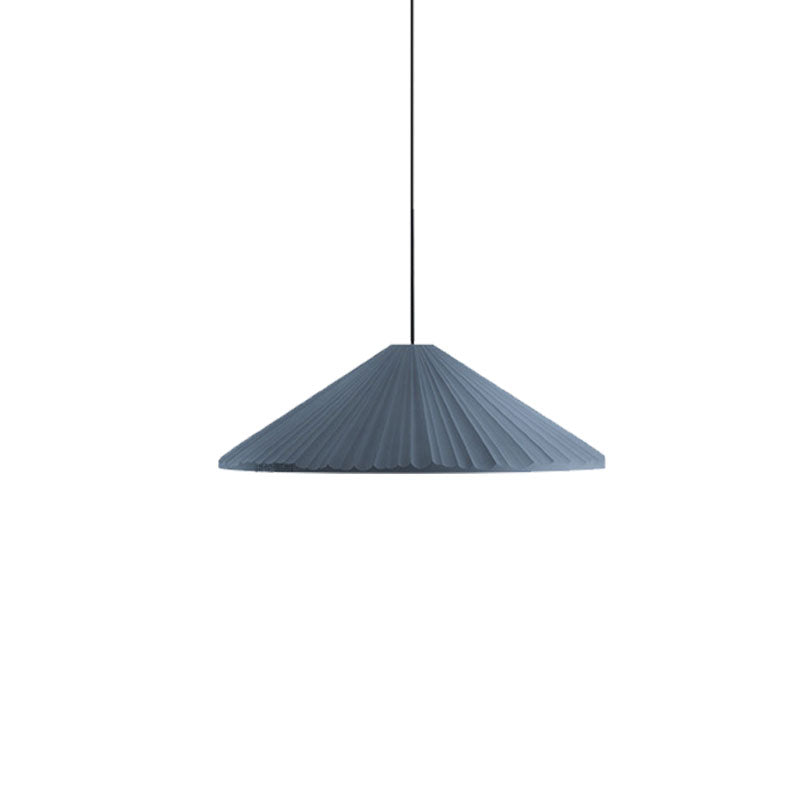 White/Pink/Blue Ribbed Cone Pendant Light Nordic Style 1 Light Living Room Hanging Lamp, 8"/12.5"/16" Diameter