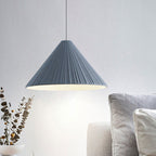 White/Pink/Blue Ribbed Cone Pendant Light Nordic Style 1 Light Living Room Hanging Lamp, 8"/12.5"/16" Diameter