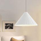 White/Pink/Blue Ribbed Cone Pendant Light Nordic Style 1 Light Living Room Hanging Lamp, 8"/12.5"/16" Diameter