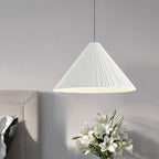 White/Pink/Blue Ribbed Cone Pendant Light Nordic Style 1 Light Living Room Hanging Lamp, 8"/12.5"/16" Diameter