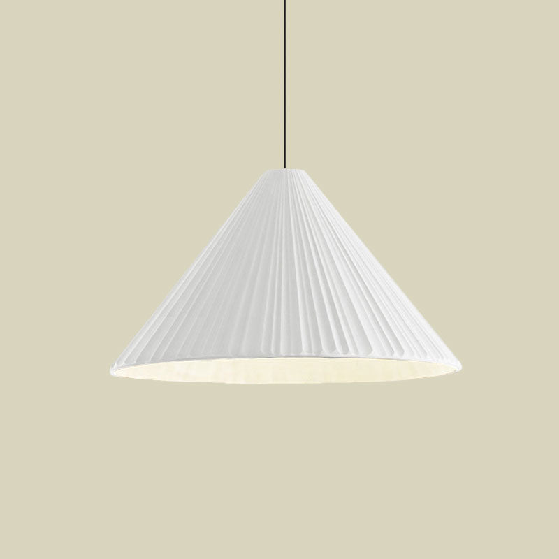 White/Pink/Blue Ribbed Cone Pendant Light Nordic Style 1 Light Living Room Hanging Lamp, 8"/12.5"/16" Diameter