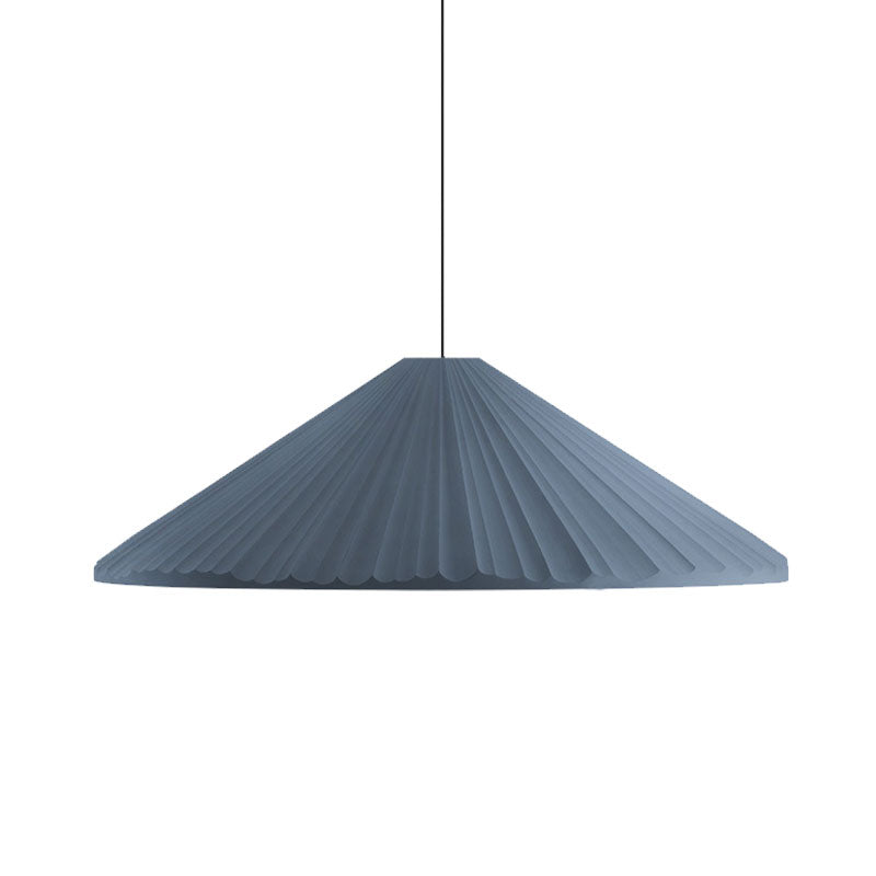 White/Pink/Blue Ribbed Cone Pendant Light Nordic Style 1 Light Living Room Hanging Lamp, 8"/12.5"/16" Diameter
