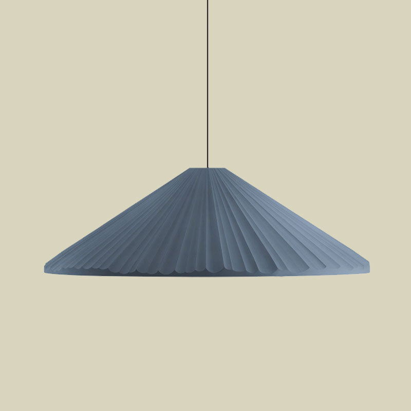 White/Pink/Blue Ribbed Cone Pendant Light Nordic Style 1 Light Living Room Hanging Lamp, 8"/12.5"/16" Diameter