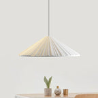 White/Pink/Blue Ribbed Cone Pendant Light Nordic Style 1 Light Living Room Hanging Lamp, 8"/12.5"/16" Diameter