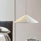 White/Pink/Blue Ribbed Cone Pendant Light Nordic Style 1 Light Living Room Hanging Lamp, 8"/12.5"/16" Diameter