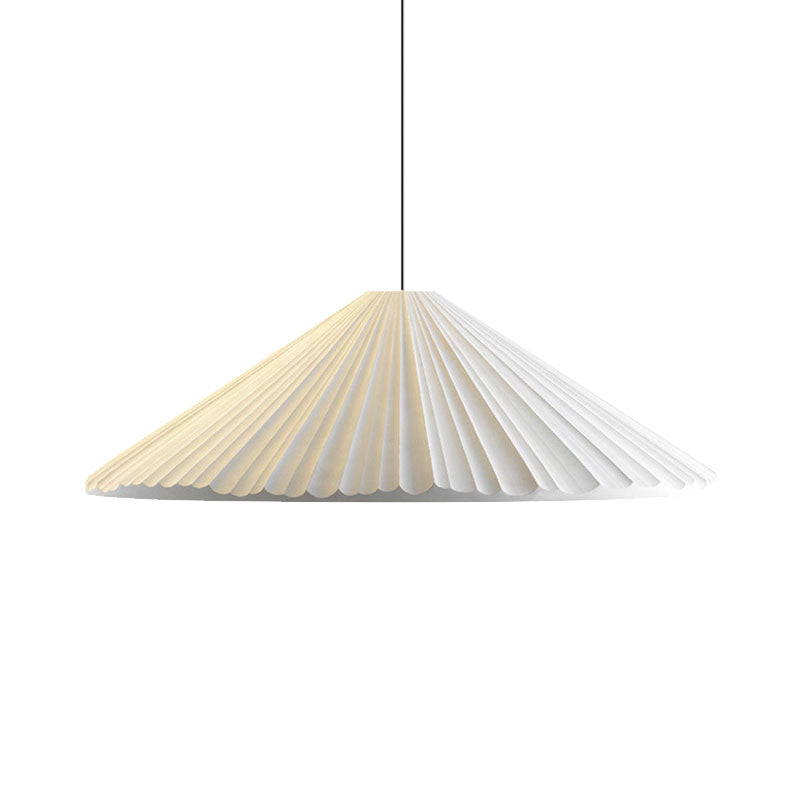 White/Pink/Blue Ribbed Cone Pendant Light Nordic Style 1 Light Living Room Hanging Lamp, 8"/12.5"/16" Diameter
