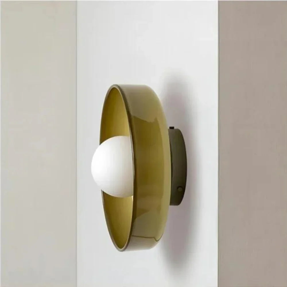 Nordic Glass Olive Disc Wall and Ceiling Light