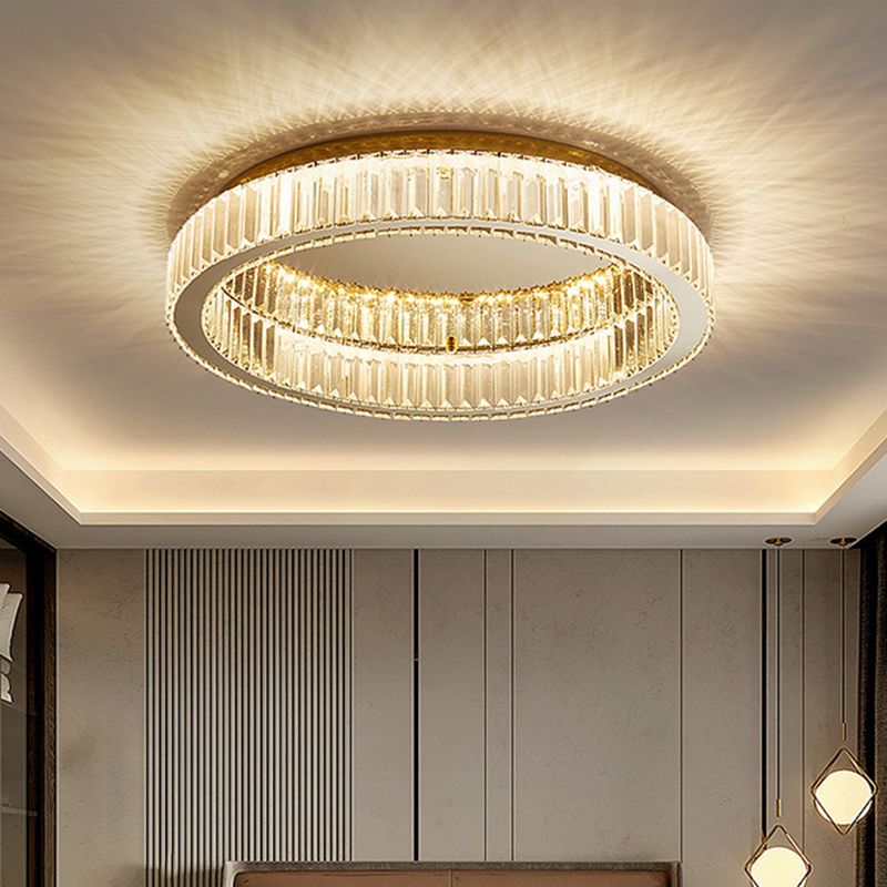 Kristy Modern Art Deco Circular Crystal Flush Mount Ceiling Light Gold