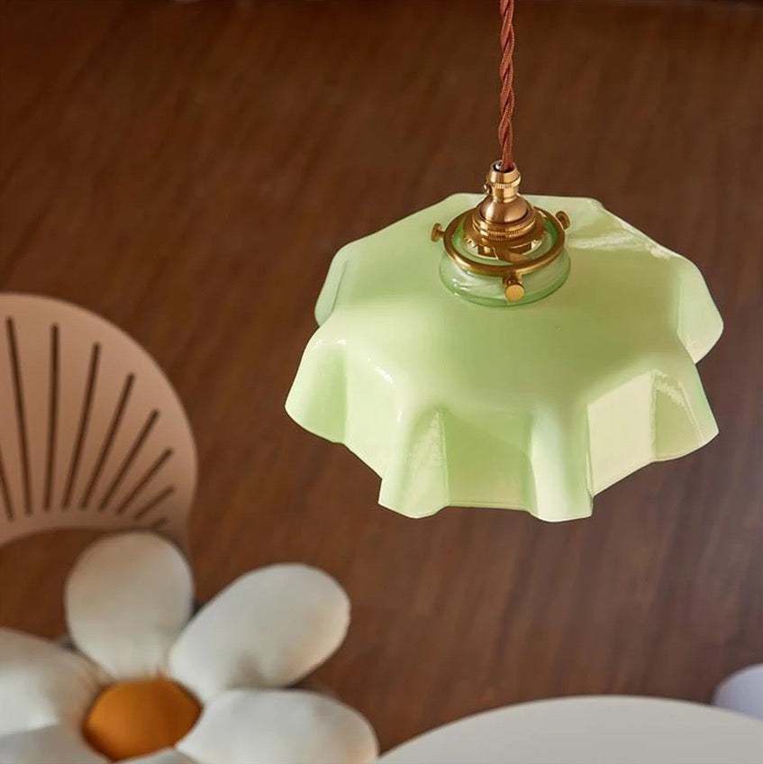Blush Opaline Glass Retro Glass Pendant Light