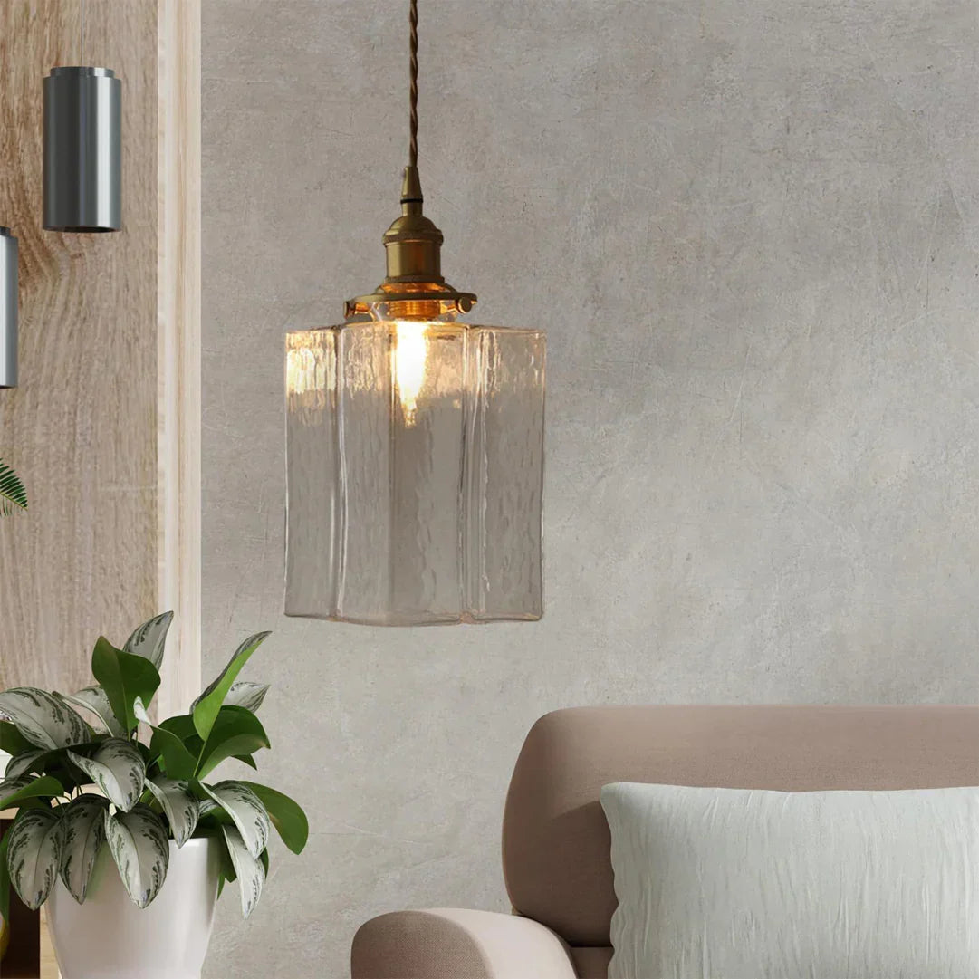 Jewel Brass Vintage Glass Pendant Light