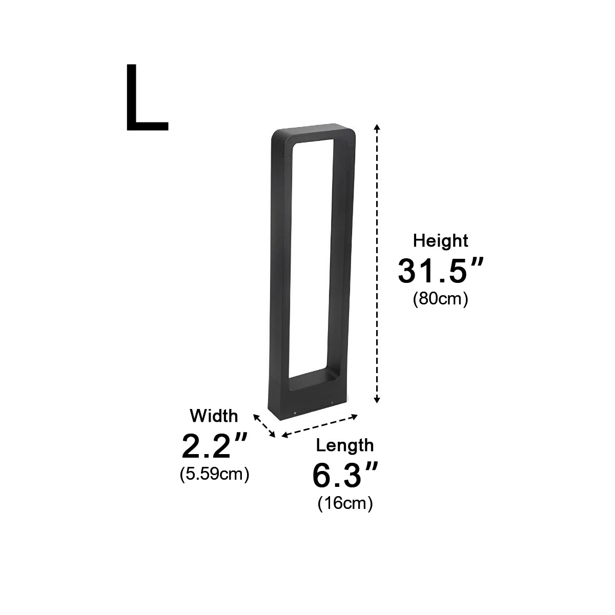 Rectangular Frame Waterproof LED Black Modern Bollard Fixtures Post Lamp