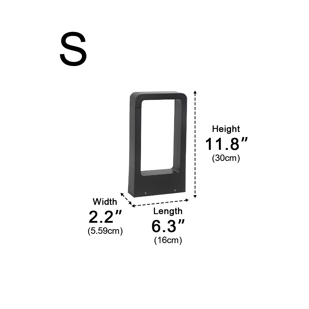Rectangular Frame Waterproof LED Black Modern Bollard Fixtures Post Lamp