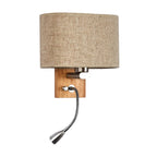 Flexible Spotlight Bedside Reading Light Fabric Single Nordic Wall Lamp with Oval Fabric Shade in Beige/Flaxen/Champagne