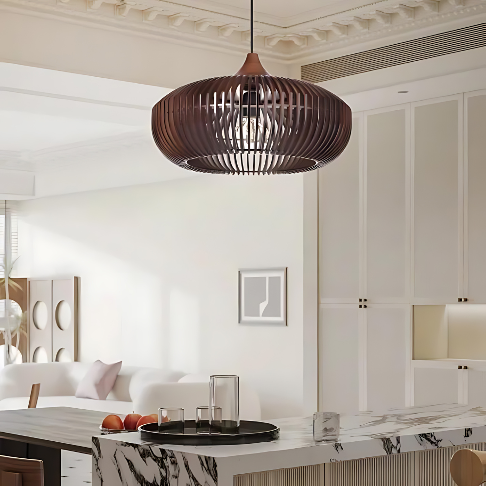 The Halo of Zen Japandi Wood Pendant Light