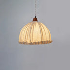 Tally Wood Japandi Linen Pendant Light