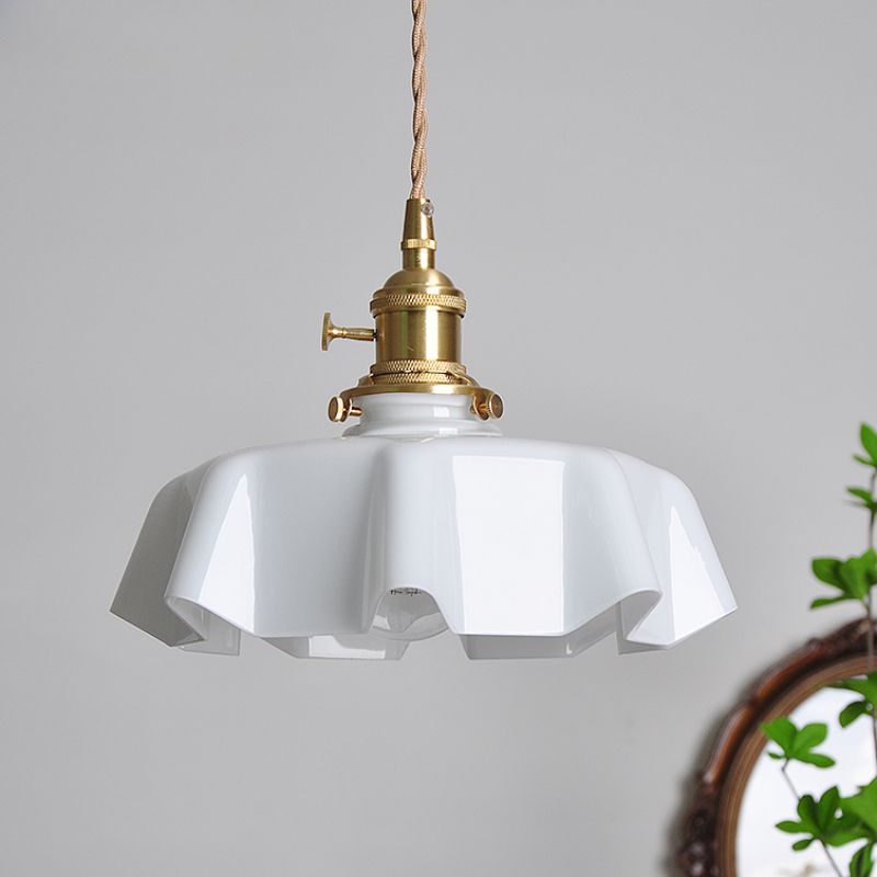 Blush Opaline Glass Retro Glass Pendant Light