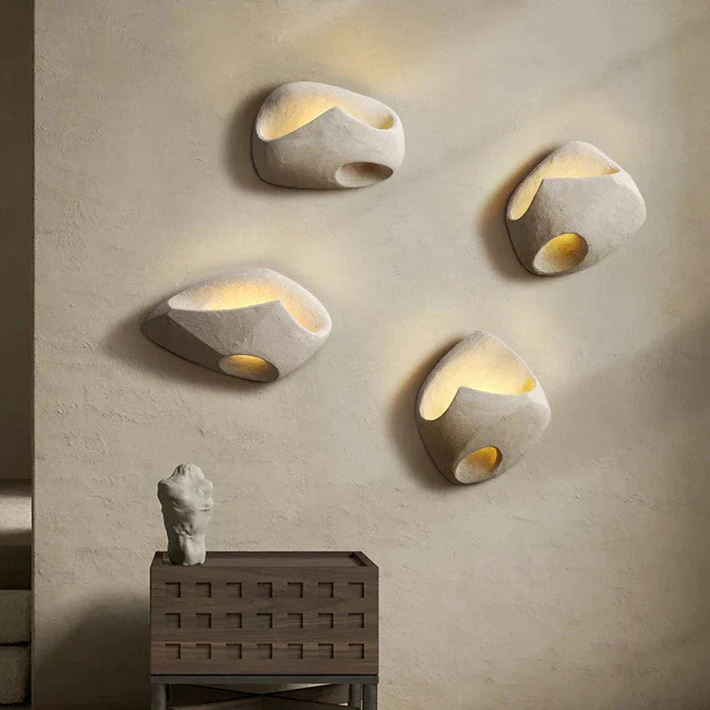 Designer Wall Lamp in Organic Stone Boho Style