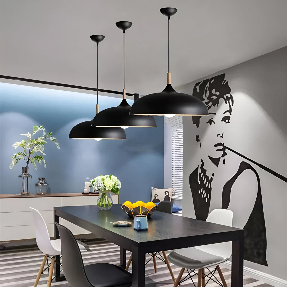 Nordic Style Wood Iron Art Pendant Light
