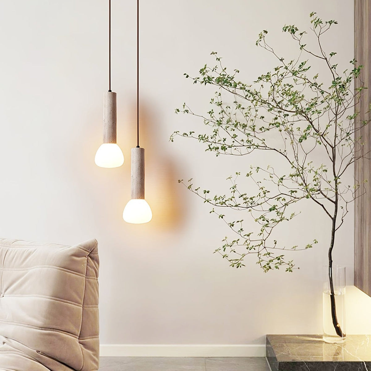 Elegant Travertine Cream Style Pendant Light
