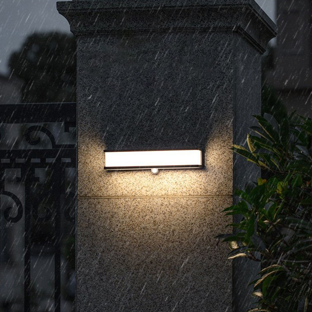 Modern Minimalist Rectangular Acrylic Sensor Solar Waterproof Outdoor Wall Light