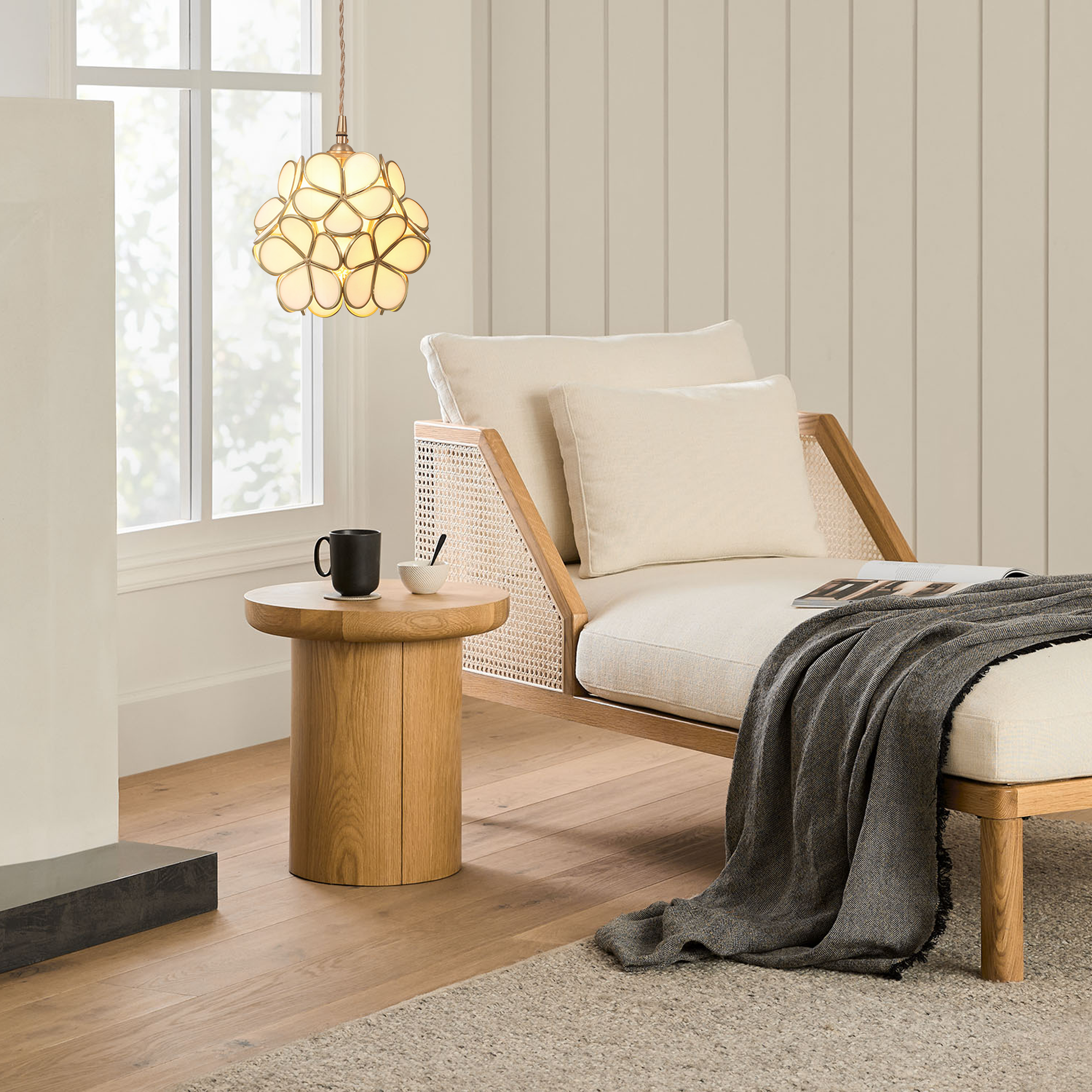 Mylene Flower Petal Glass Pendant Light