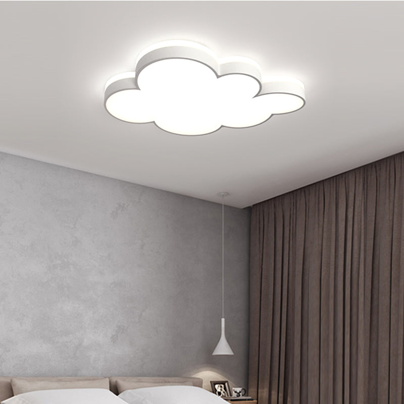 Cloud Flush Light Fixture Contemporary Acrylic LED Bedroom Close to Ceiling Lamp