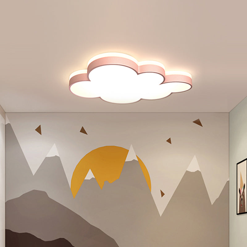 Cloud Flush Light Fixture Contemporary Acrylic LED Bedroom Close to Ceiling Lamp