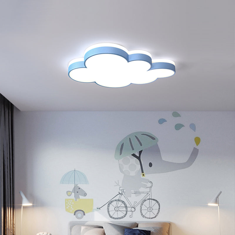 Cloud Flush Light Fixture Contemporary Acrylic LED Bedroom Close to Ceiling Lamp