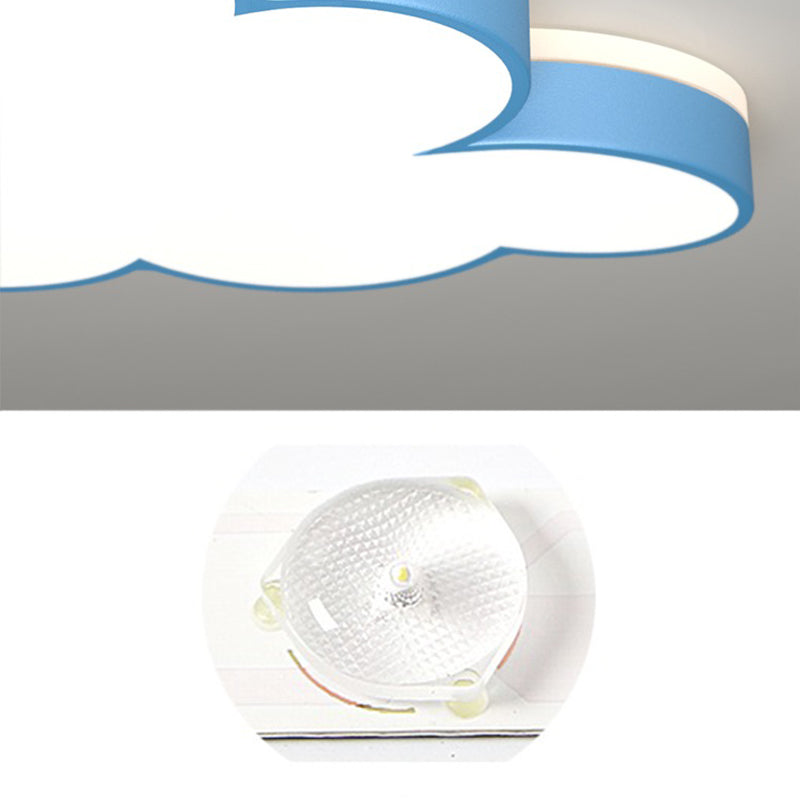 Cloud Flush Light Fixture Contemporary Acrylic LED Bedroom Close to Ceiling Lamp