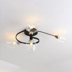 Valentina Flush Mount Ceiling Light, Glass, Black/Gold, Dining Room