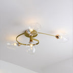 Valentina Flush Mount Ceiling Light, Glass, Black/Gold, Dining Room