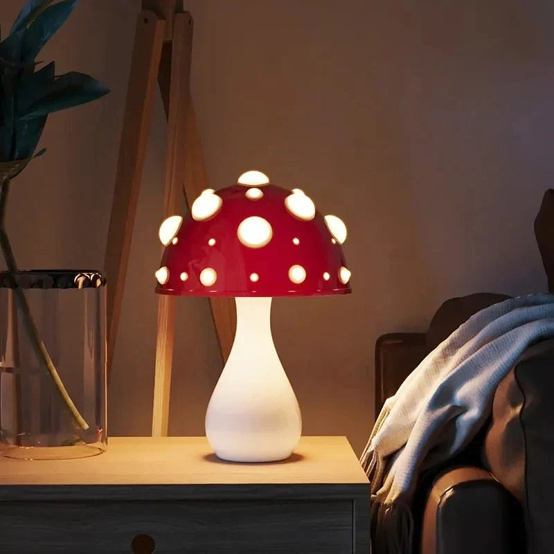 Decorative Table Lamp in the Shape of a Fly Agaric Mushroom – Original Lighting for the Bedroom and Living Room