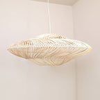 Creative Asian Flying Saucer Ceiling Light Rattan 1 Head Dining Room Suspension Pendant