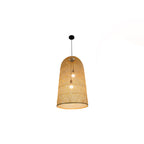 Bamboo Elongated Pendant Chandelier Asian 2 Lights Wood Drop Lamp for Living Room