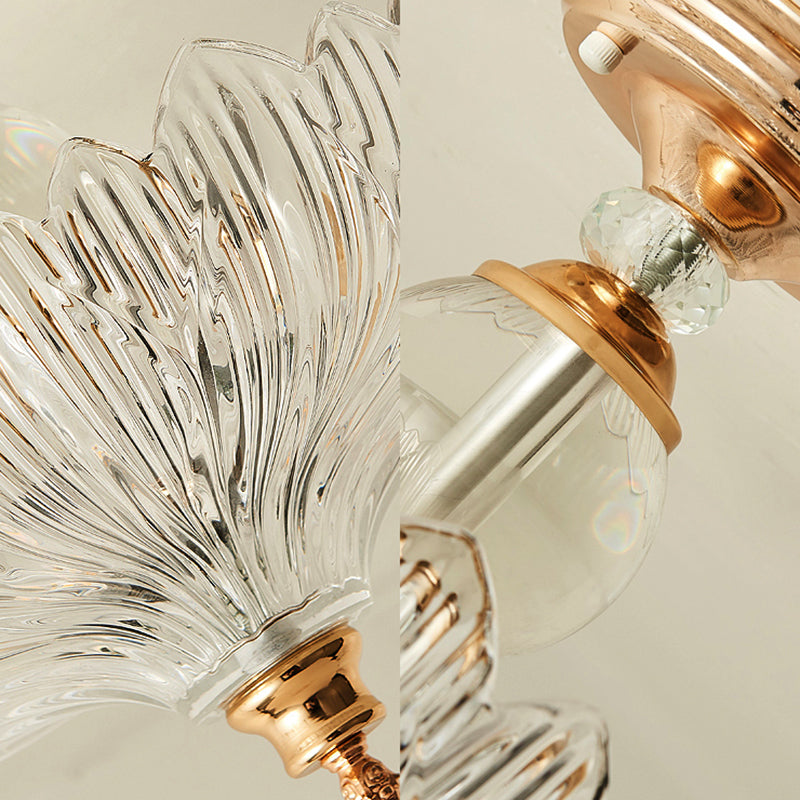 Black/Gold 3 Lights Ceiling Mount Traditional Crystal Scalloped Semi Flush Light for Dining Room, 12"/16" Wide