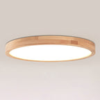 Wood Disc Shaped Flush Light Nordic LED Flush Mount Ceiling Lighting Fixture for Foyer