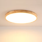 Wood Disc Shaped Flush Light Nordic LED Flush Mount Ceiling Lighting Fixture for Foyer