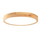 Wood Disc Shaped Flush Light Nordic LED Flush Mount Ceiling Lighting Fixture for Foyer