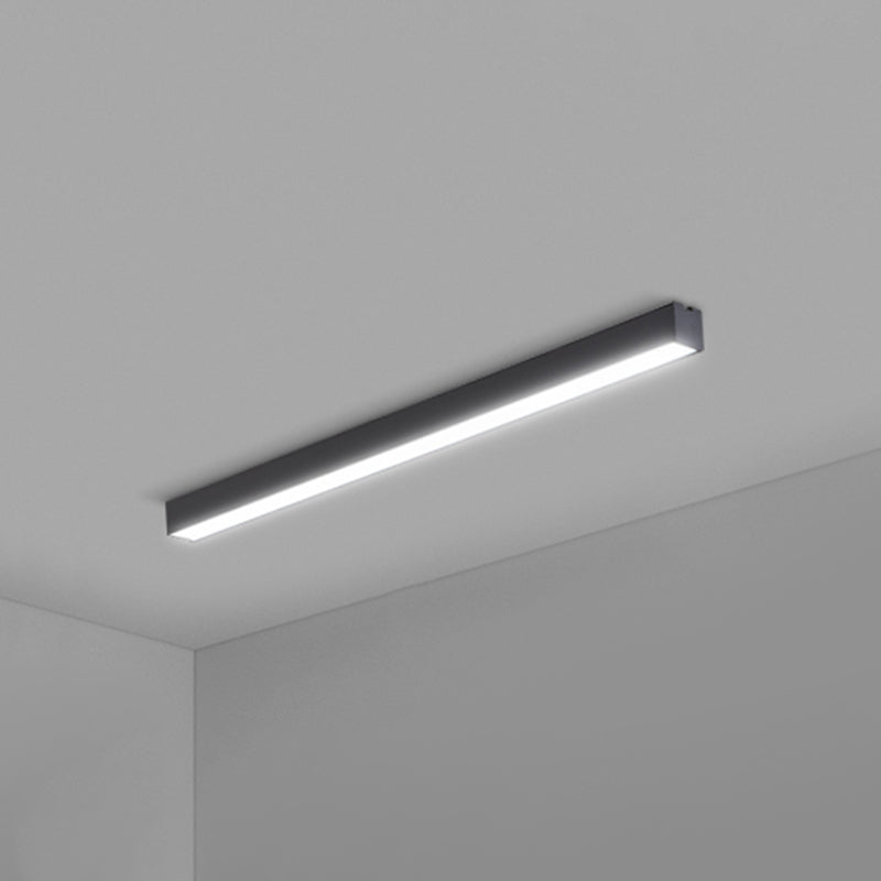 Rectangular Flush Mount Recessed Lighting Modern Aluminum Office Ceiling Light in Black