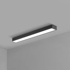 Rectangular Flush Mount Recessed Lighting Modern Aluminum Office Ceiling Light in Black