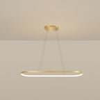 Metal Oblong Pendant Light Fixture Minimalist Gold Plated LED Island Lighting over Table