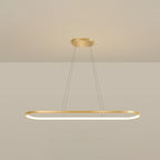 Metal Oblong Pendant Light Fixture Minimalist Gold Plated LED Island Lighting over Table