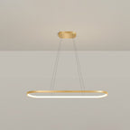 Metal Oblong Pendant Light Fixture Minimalist Gold Plated LED Island Lighting over Table