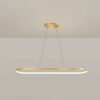 Metal Oblong Pendant Light Fixture Minimalist Gold Plated LED Island Lighting over Table