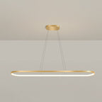 Metal Oblong Pendant Light Fixture Minimalist Gold Plated LED Island Lighting over Table